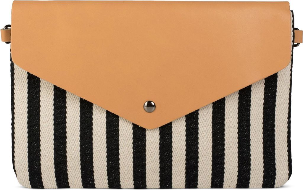 styleBREAKER Envelope Clutch im maritimen Streifen Look mit Fischgrät Muster, Umhängetasche, Tasche, Damen 02012153