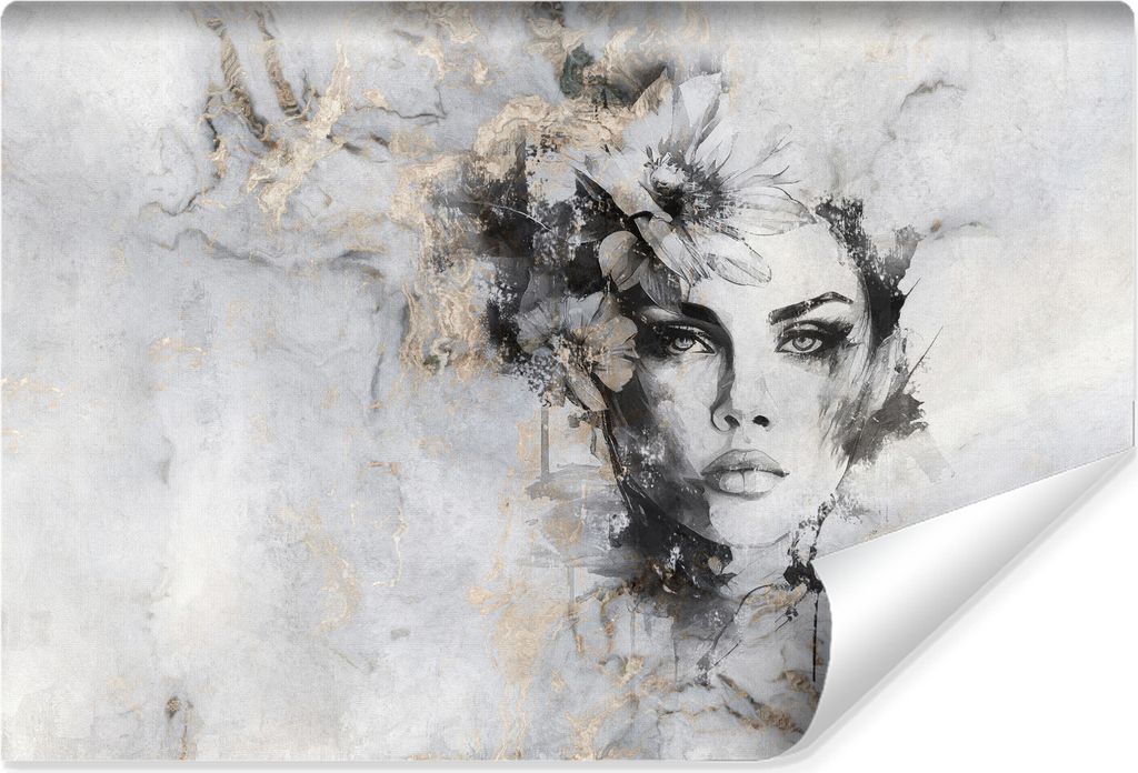 Muralo Vlies Fototapete für Wohnzimmer PORTRÄT Frau Beton Abstraktion Br. 405cm x Hö. 270cm