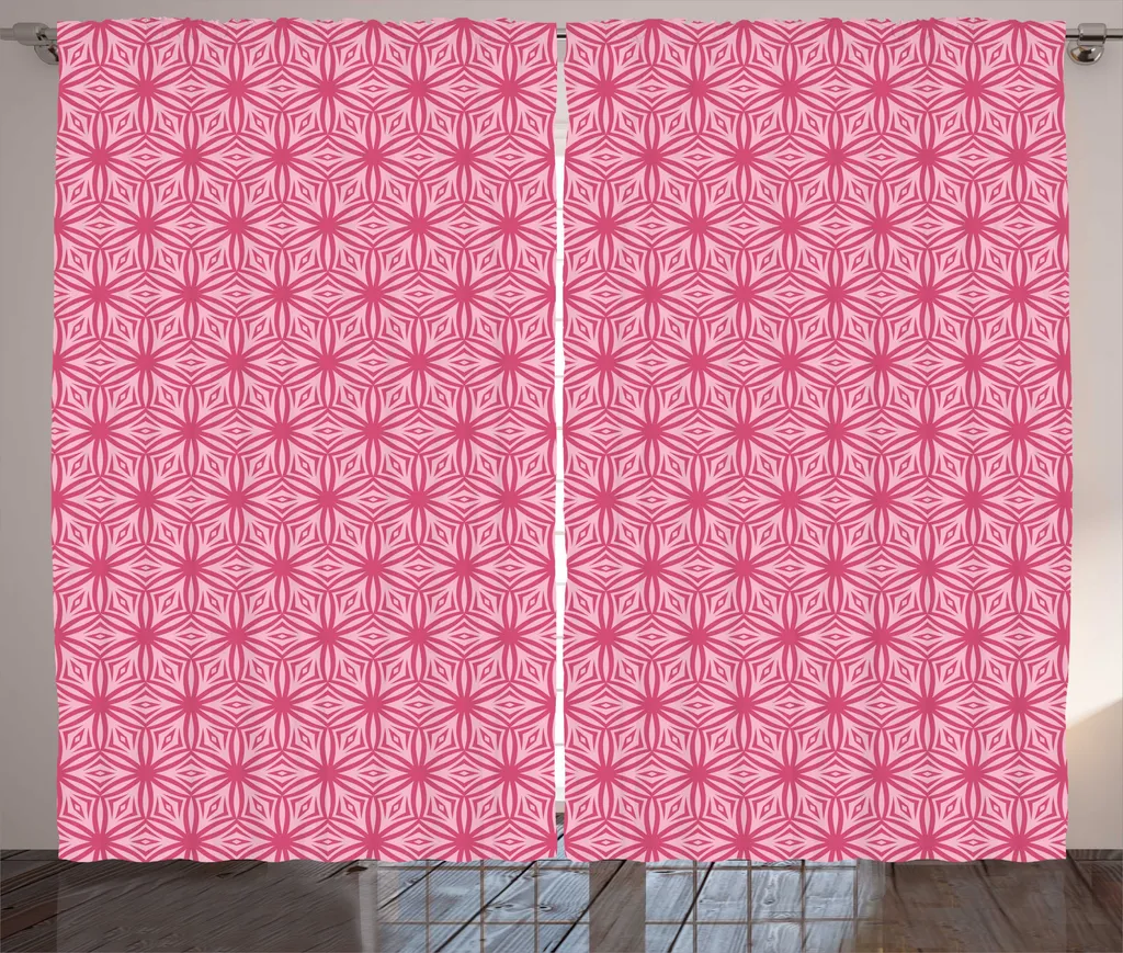 Rideaux de Salon Rose Pâle à Motif Floral Damas 280x225 cm Universels