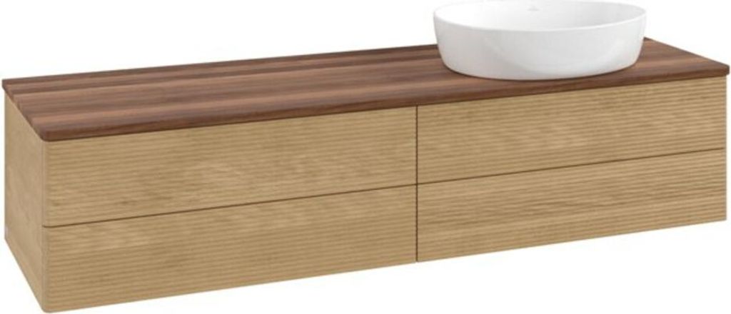 V&B Waschtischunterschrank mit Frontstruktur Antao 160x50cm, WBP-farbe w. walnut, honey oak