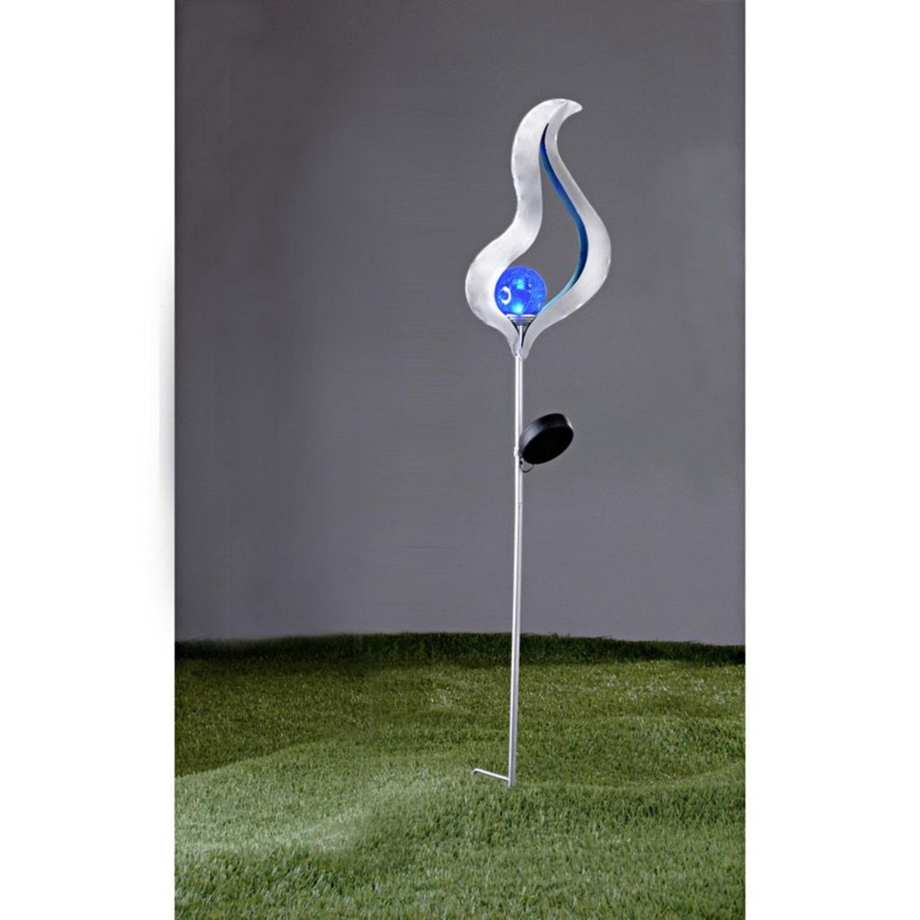 LED Solar Gartenleuchte 93 cm Flammenleuchte Silber Produktbild 