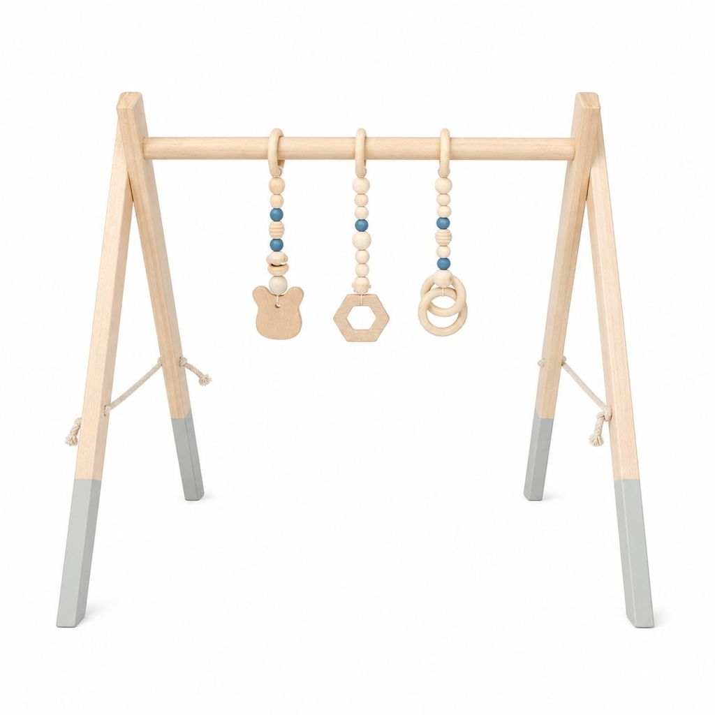 Holz-Spielbogen für Babys – 62 × 57 cm – mit 3 liebevoll Produktbild  KI-generiertes Bild
