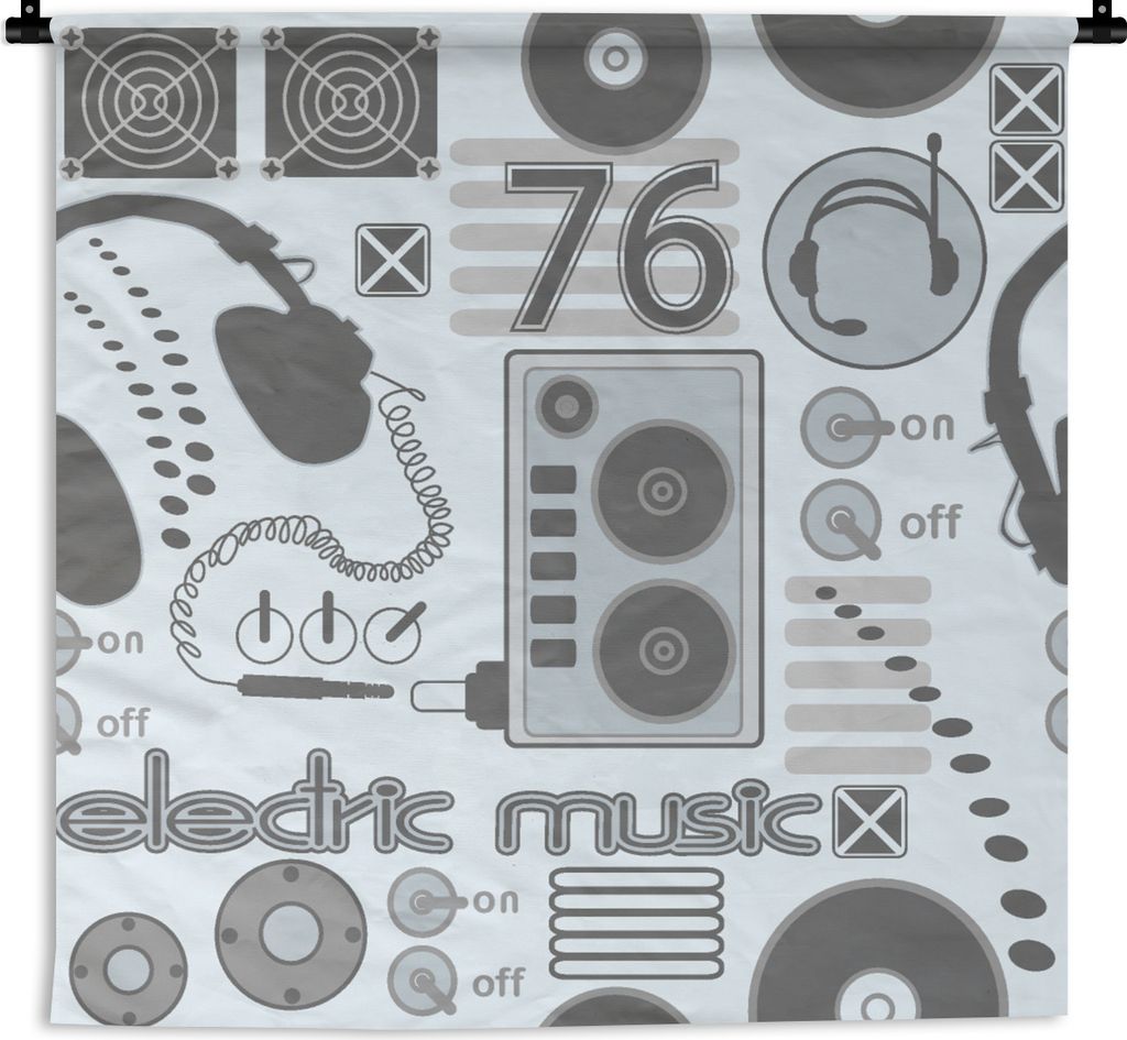 MuchoWow Wandteppich Wandbehang DJ - Kopfhörer - Vintage - Design 60x60 cm Tapisserie Dekoration Wandtuch - Dekorationen - Wand Decke