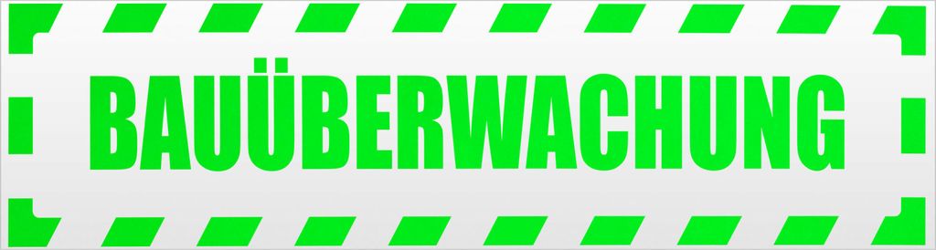 Kiwistar Bauüberwachung gestreift Magnetschild Schild magnetisch - 30cm Neongrün - Magnetfolie für Auto PKW Kfz