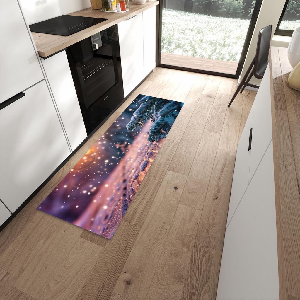 Küchenteppich 60x180cm rutschfest & abwischbar PVC Läufer - Winterzauber
