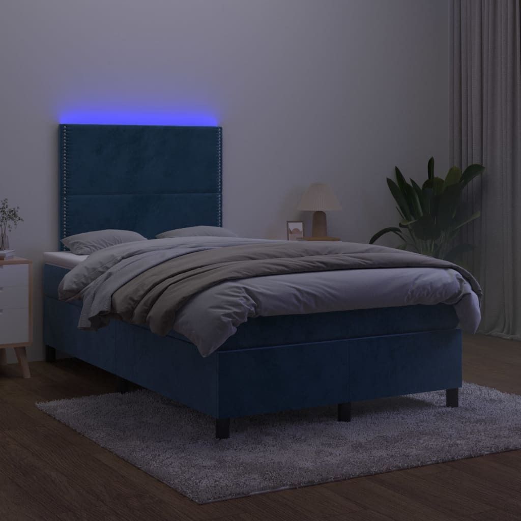 Maison Exclusive - Boxspringbett mit Matratze & LED Dunkelblau 120x200 cm Samt
