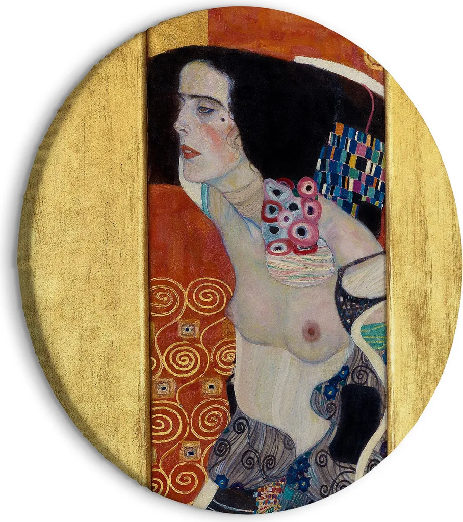 Regalo Originale Quadro Tondo Klimt Judith II - Decorazione Parete 40x40