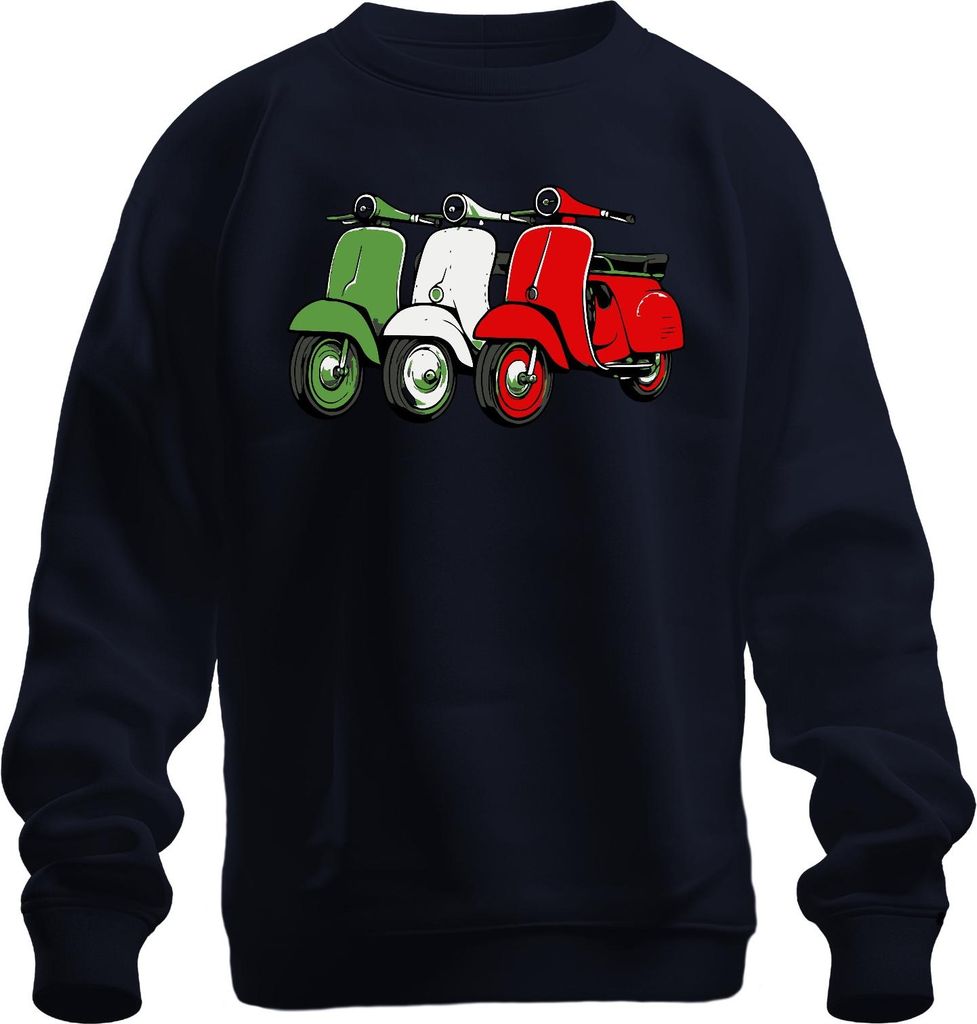 Italien Retro Roller Flagge Scooter Vintage Stil Lifestyle Uni Sweatshirt Pullover, Navy, M