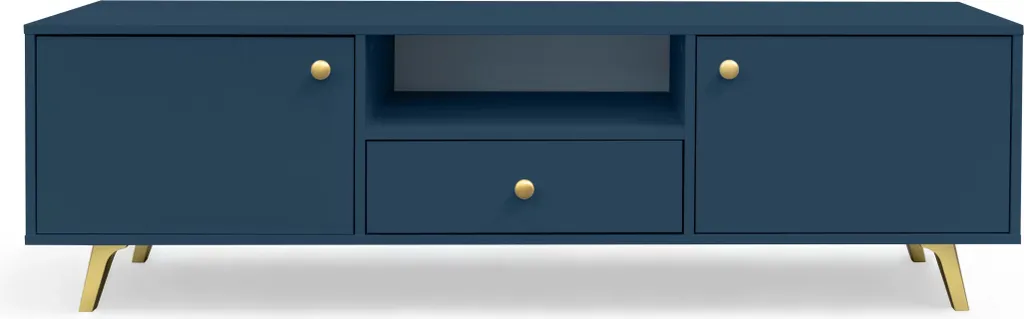 Banc TV JOELE bleu marine : mobilier de salon contemporain et fonctionnel