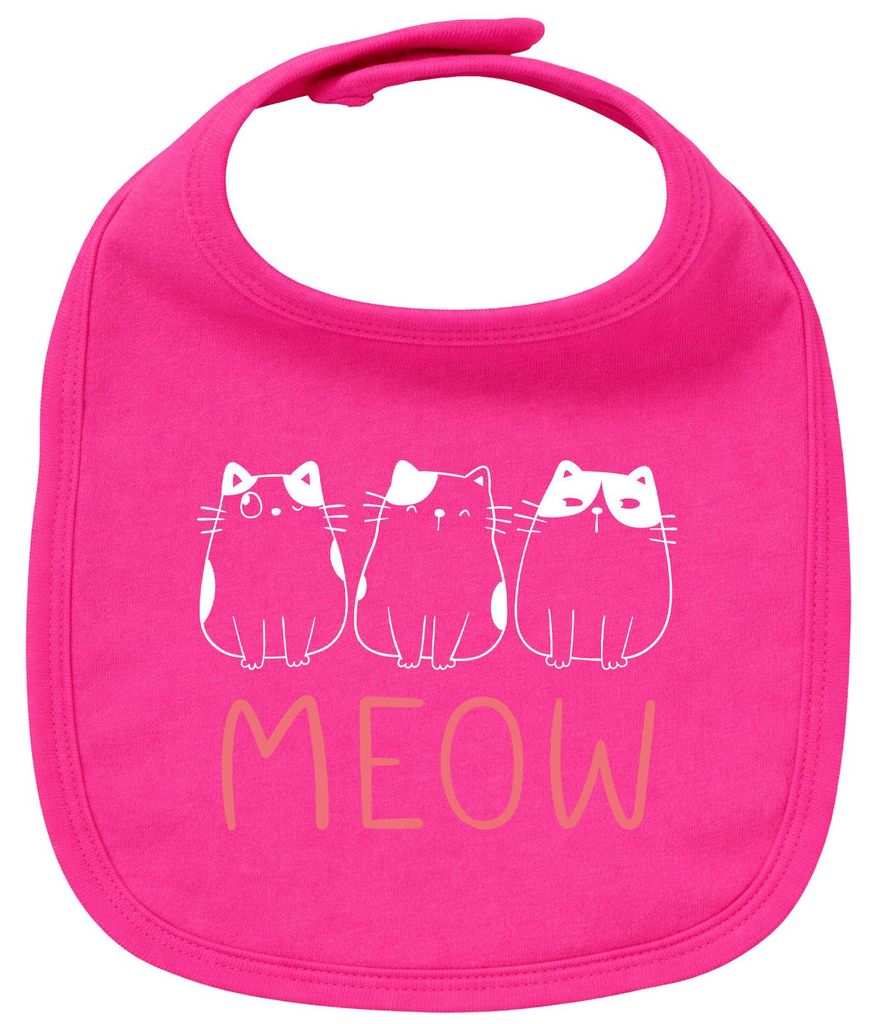 Huuraa Baby Lätzchen Katzen Meow Comic Cherry Pink Klettverschluss Baumwolle Latz Geschenkidee