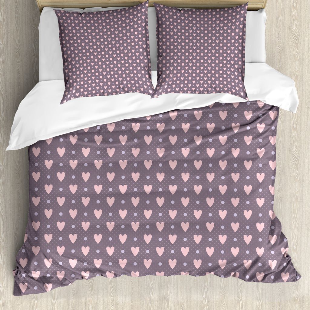 ABAKUHAUS Vintage Valentine Bettbezug Set für Einzelbetten, Tupfen-Herzen, Milbensicher Allergiker geeignet mit Kissenbezug, 200 cm x 200 cm - 80 ...