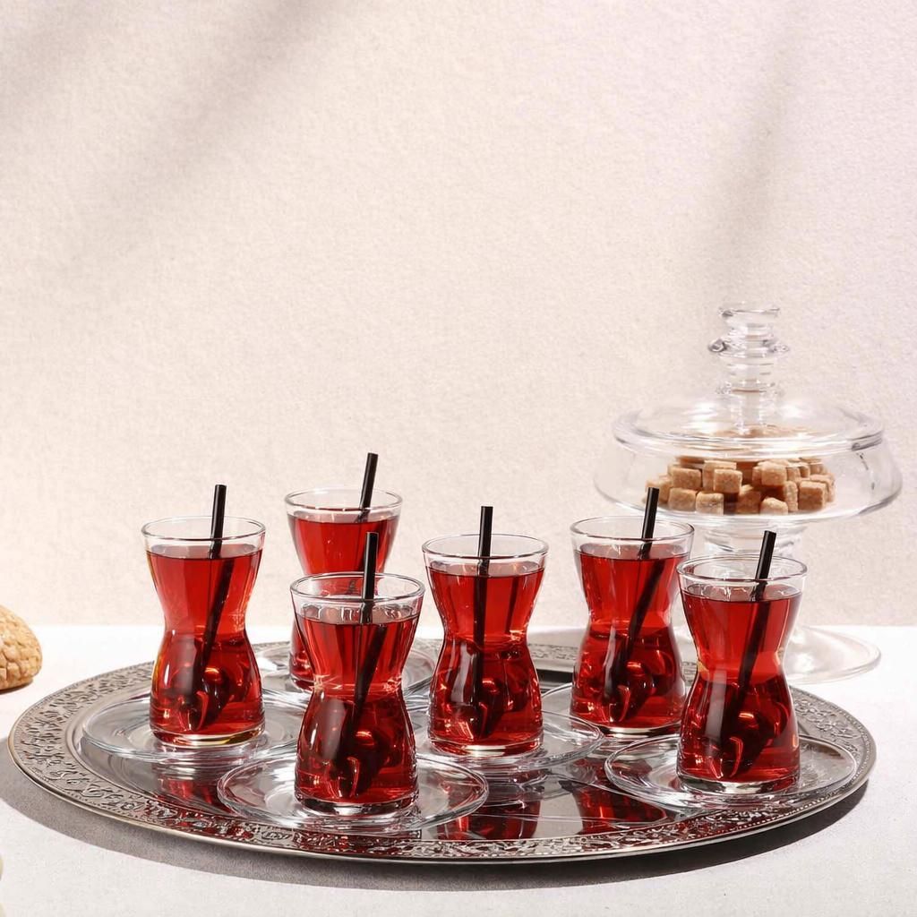 Pasabahce Irmak 950070 Teeglas Set 12 Teilig mit Untertassen
