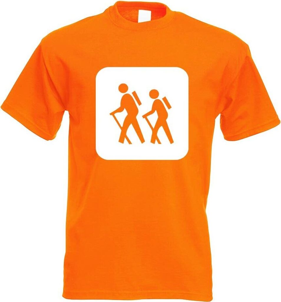 Kiwistar - T-Shirt - orange - Wanderer Piktogramm Motiv Bedruckt Funshirt Design Print - mit Motiv Bedruckt - Funshirt Design - Sport - Freizeit - ...