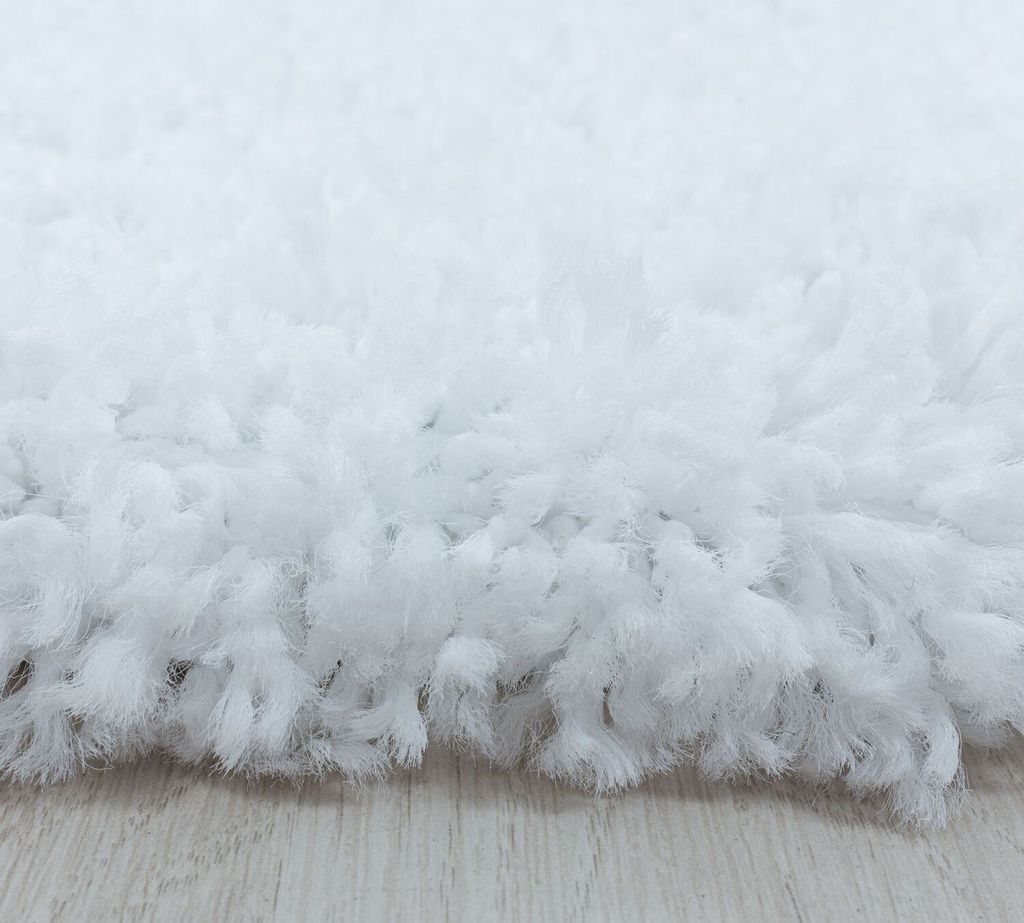 Hochflor Teppich Sima Läufer, Farbe: Weiß, Größe:80x250 cm