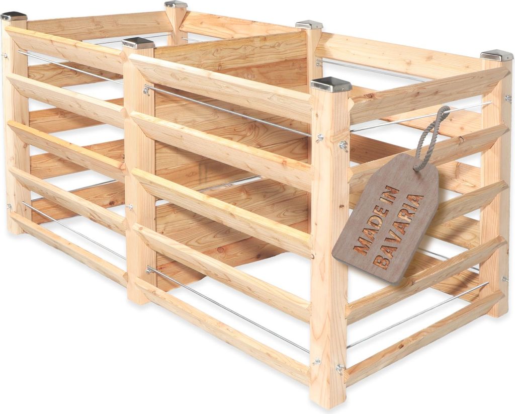 Moderner Komposter aus Lärchenholz Massivholz Steckkomposter Kompostsilo Holzkomposter : 80 cm : Duo : ca. 80x153 cm