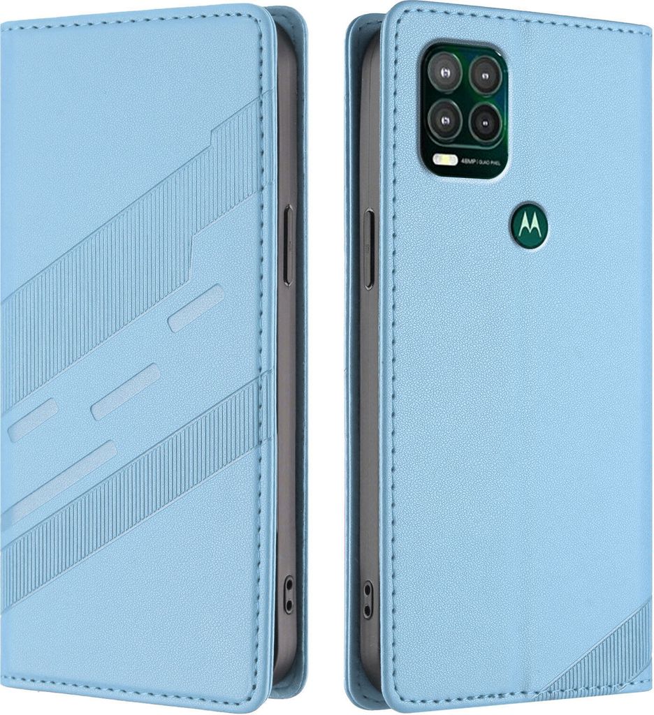 Hülle für Motorola Moto G Stylus 5G 2021, Kunstleder Brieftaschen Handyhülle mit Kartenfach und Standfunktion Hellblau