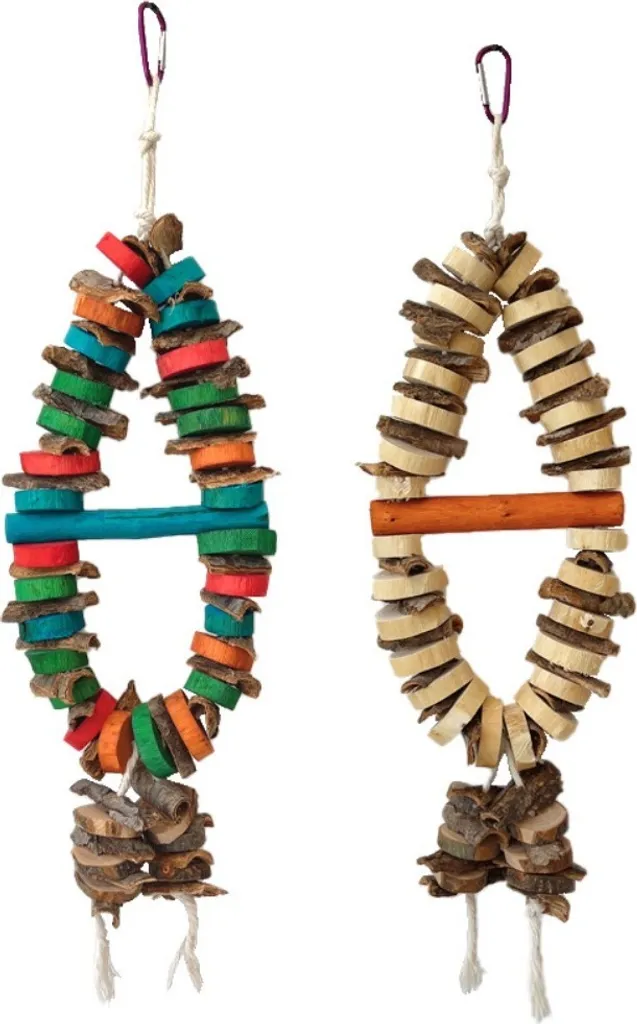 2 Jouets à mâcher pour oiseaux en bois naturel - Blocs XL pour Aras