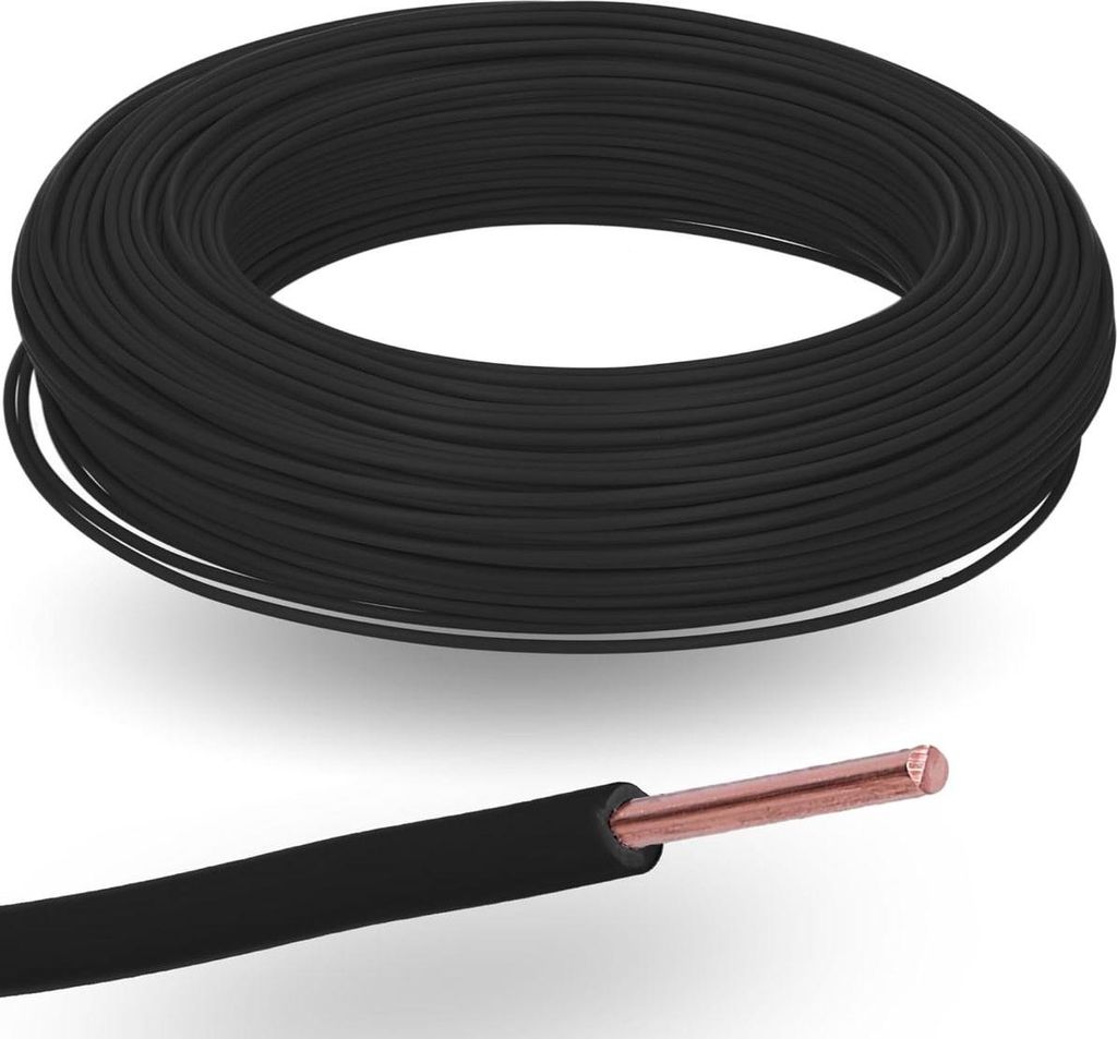 100 Meter Kalitec H07V-U 1x1,5 mm² schwarz im Karton I flammwidrige PVC Einzelader 1,5mm2 Litze starr I 450/750 V I Verdrahtungsleitung eindrähti...