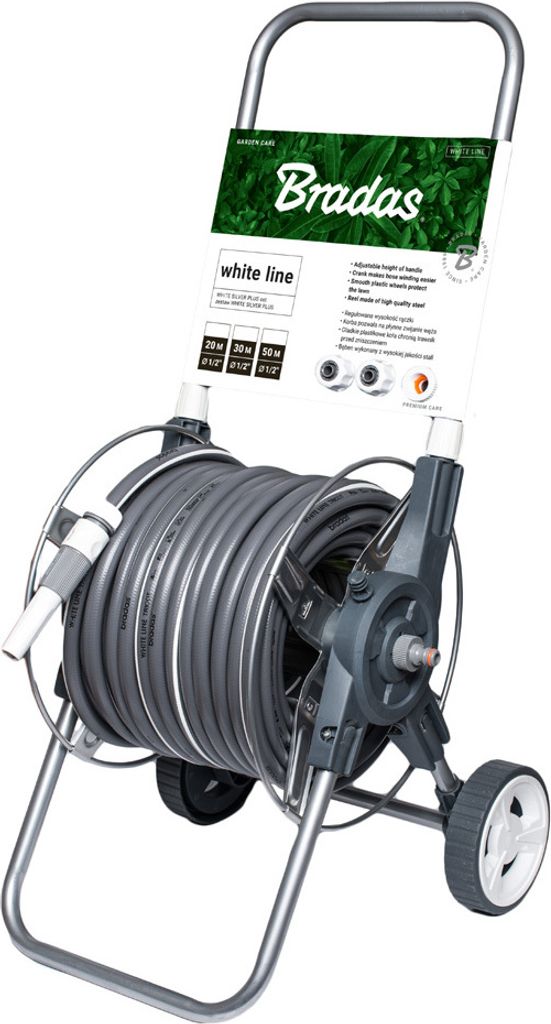 Bradas Schlauchwagen-Set WHITE SILVER PLUS 1/2" 50 m
