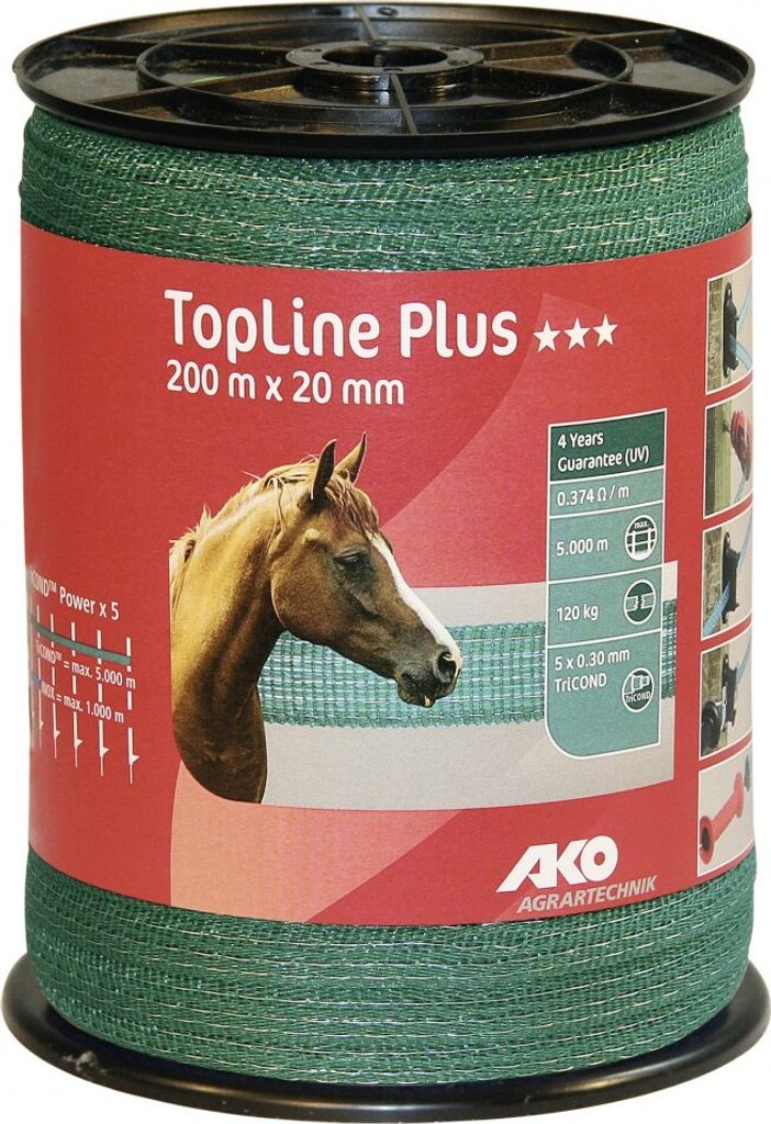 AKO Weidezaunband TopLine Plus grün, 200 m Länge, 20 mm breit