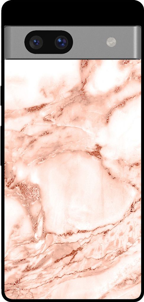 Smartphonica Handytasche für Google Pixel 7 Pro mit Marmordruck - TPU Rückseite Abdeckung Fall Marmor Design - Weiß Rose Gold
