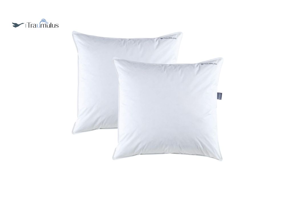 Häussling Traumulus 2er Kopfkissen-Set 80x80 cm | Federkissen fest/prall, Deutsche Manufaktur, auch für Allergiker geeignet, Bezug 100% Baumwolle