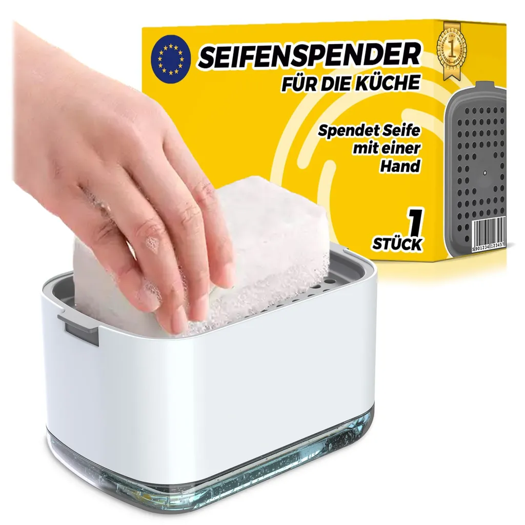 Station de lavage pour évier : Distributeur de savon et rangement éponge