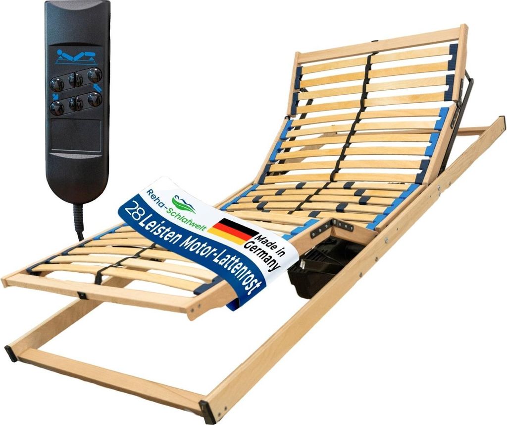 Reha-Schlafwelt elektrischer 7-Zonen Lattenrost HARMONYFLEX mit Motor Kopf- Fußteil verstellbar 100x200 cm komplett montiert