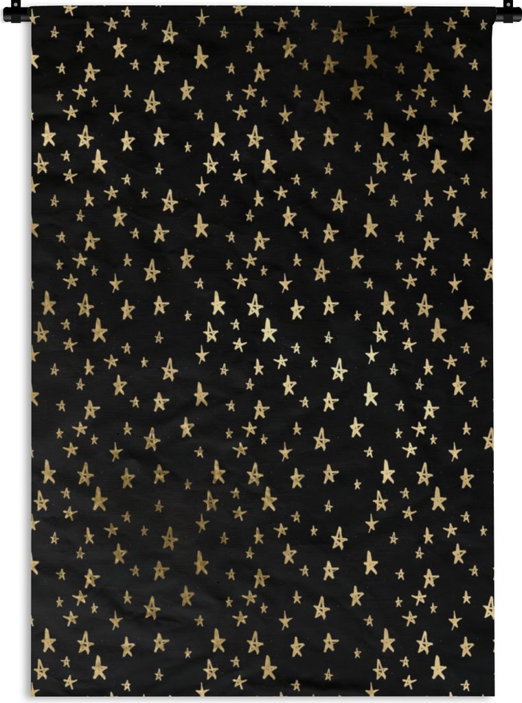 MuchoWow® Wandteppich Wandbehang Muster - Sterne - Gold Produktbild 