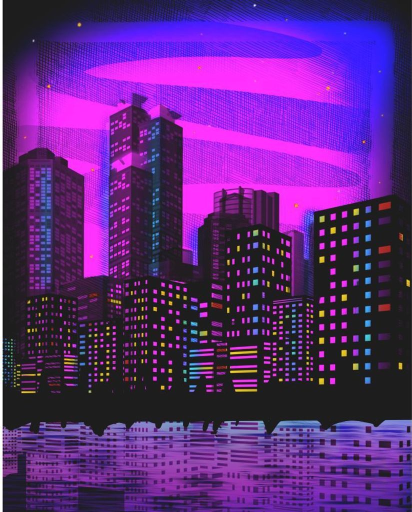 Malen nach Zahlen mit einem Rahmen Gemälde Neon Panorama 40x50 cm