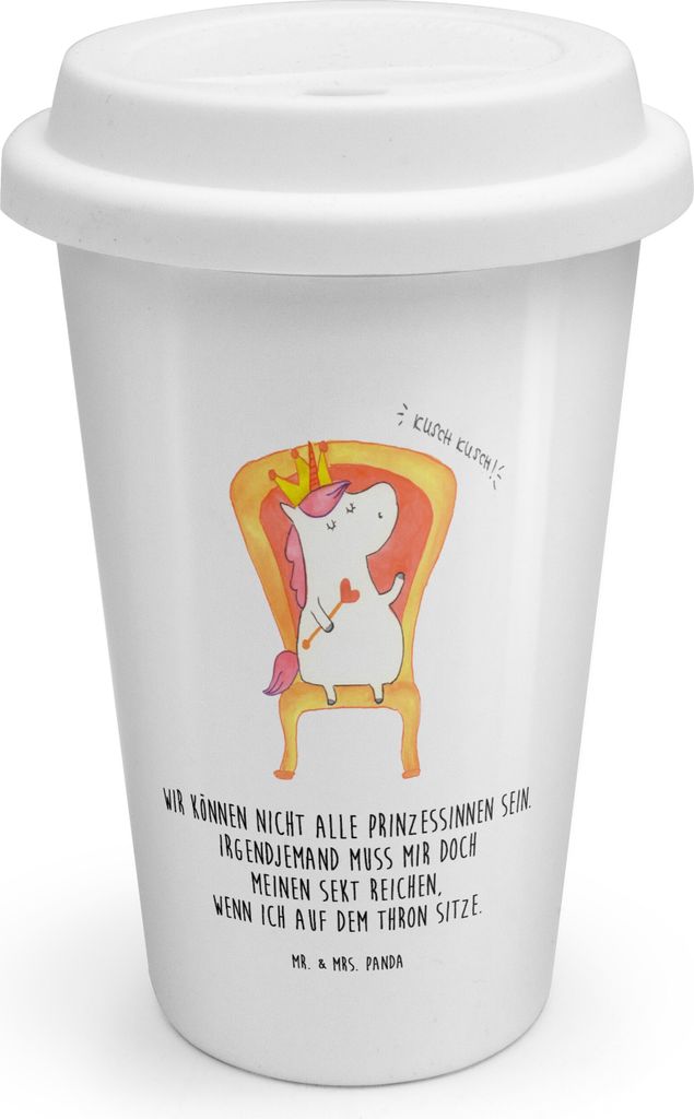 Mr. & Mrs. Panda Kaffeebecher To Go Einhorn König - Weiß - Geschenk, Coffee Becher, Krone, Bundeskanzler, Prinzessin, Präsident, Unicorn, Thermo...
