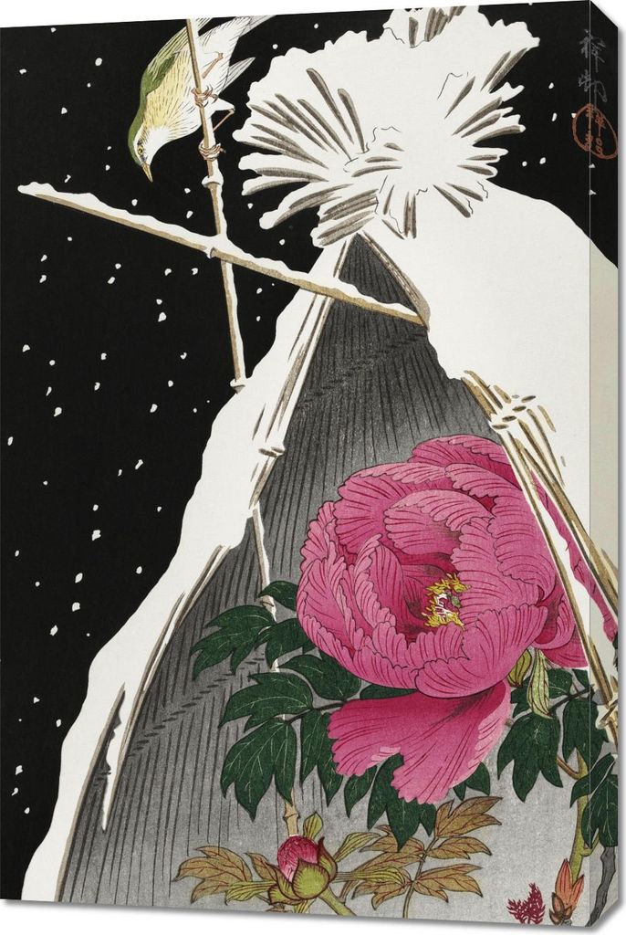 Bild 60x90cm Sibirischer Blauchat, Japanischer Kranich Vintage für das Wohnzimmer