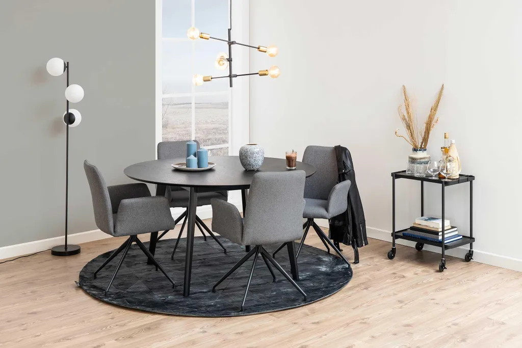Table de salle à manger Roxby Ø140 cm noire en bois design scandinave - 10