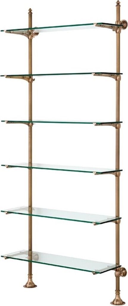 Casa Padrino Designer Wandregal Antik Messing 100 x 41 x H. 240 cm - Luxus Wohnzimmer Möbel