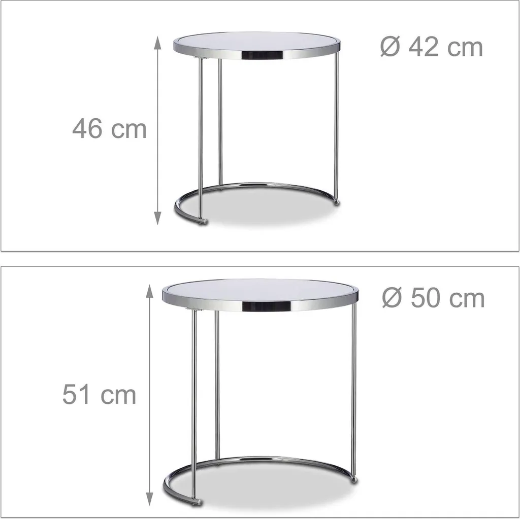Table d'appoint ronde argent compacte - Gain de place pour petit salon - 3