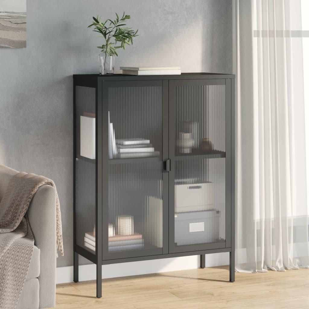 vidaXL Příborník černý 75x35x105 cm sklo a ocel Obrázek produktu 