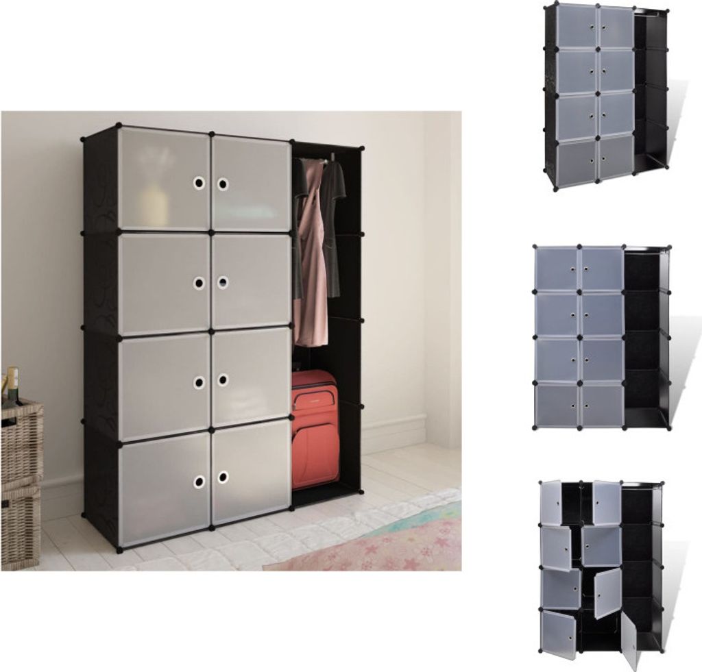 vidaXL Modularer Schrank mit 9 Fächern 37×115×150 cm Schwarz und Weiß - Kleiderschränke