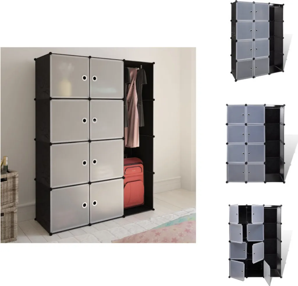 Armadio Modulare vidaXL 9 Scomparti 37x115x150 cm Bianco Nero