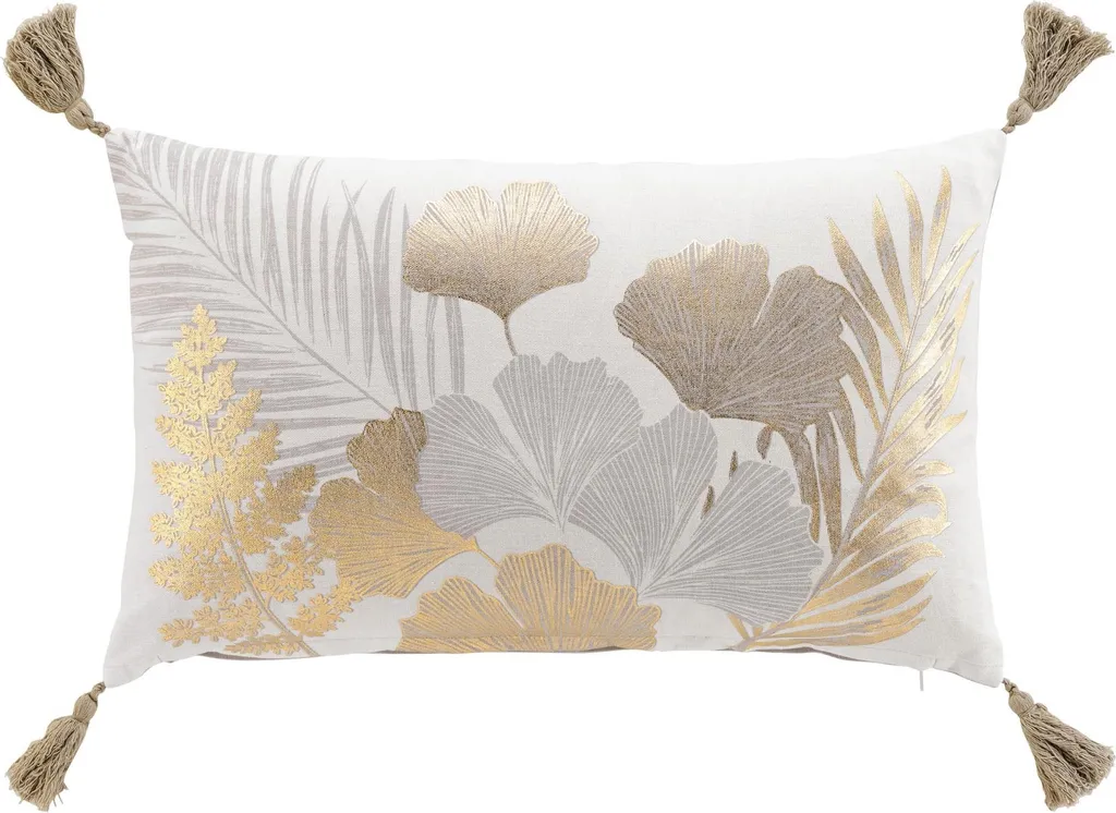 Coussin feuilles dorées 30x50 cm : redonnez vie à votre canapé