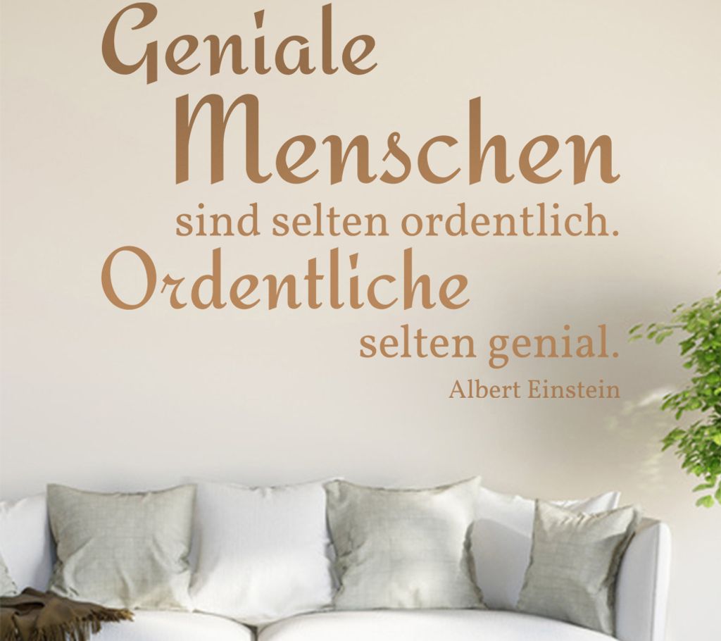 Geniale Menschen sind selten ordentlich... Wandtattoo in 6 Größen - Wandaufkleber Wall Sticker - Dekoration, Küche, Wohnzimmer, Schlafzimmer, Ba...