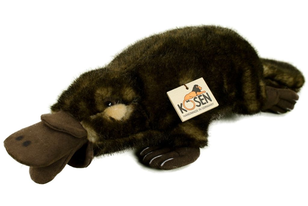 Kösen Stofftier Schnabeltier 43 cm braun meliert, naturgetreu, Hand Germany