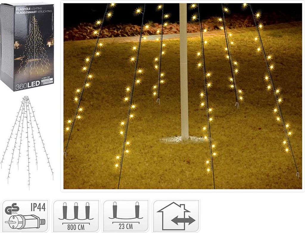Rideau Exterieur 360 Leds Bland Chaud, Special Pour Arbres. Image du produit 