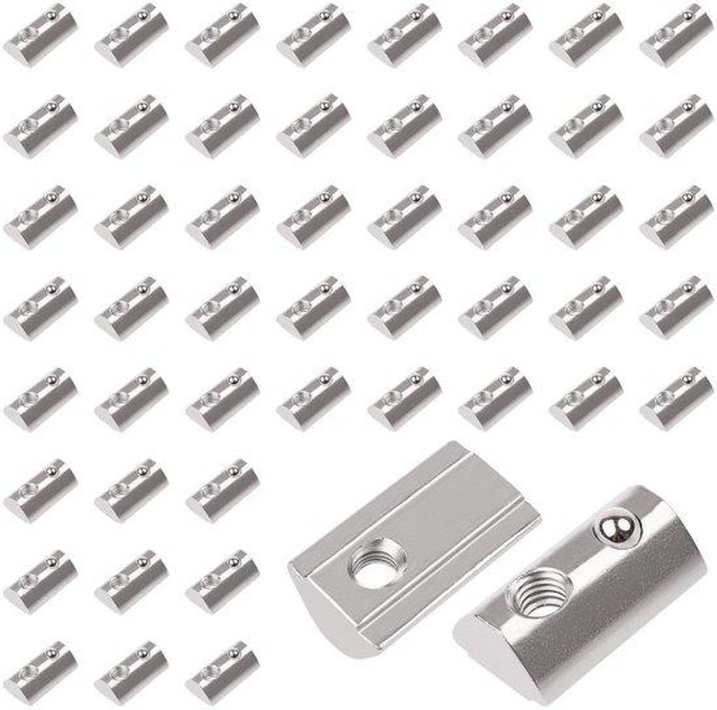 Kohlenstoffstahl-Gleitmuttern-Set, M3-Gewinde, 50-teilig, für Aluminium-Profile