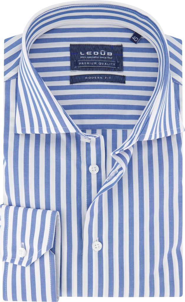 Gestreiftes Hemd Ledub weiter Kragen langer Ärmel