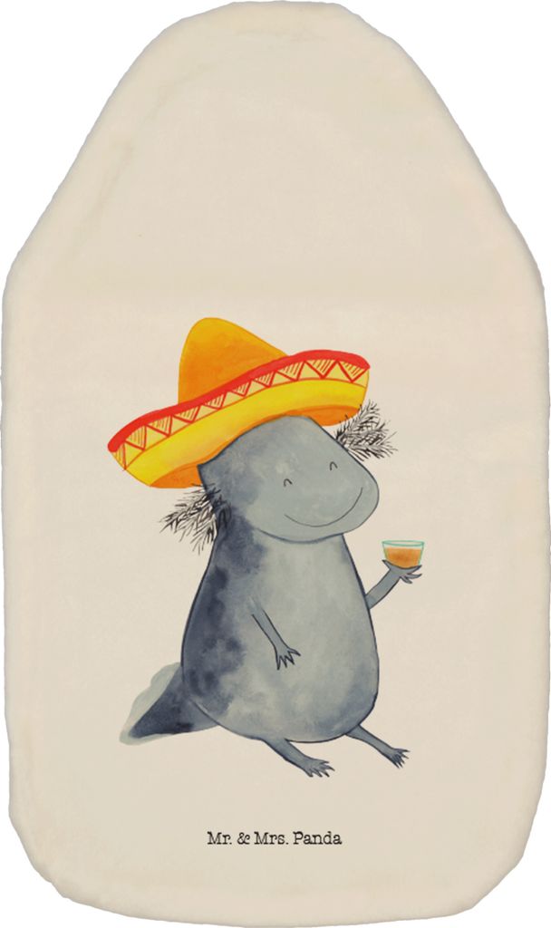 Mr. & Mrs. Panda Wärmflasche Axolotl Tequila - Weiß - Geschenk, Wärmekissen, mit Bezug, Bettflasche, Party, Zitrone, wärmebeutel, Urlaub, trink...