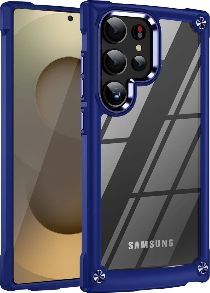 Hülle für Samsung Galaxy S25 Ultra Hybrid Transparente PC Robust TPU Bumper Stoßfest Schutzhülle Blau