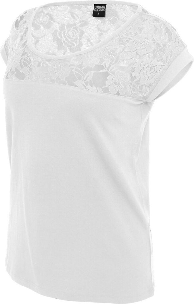 Urban Classics Ladies Zop Laces Tee Frauen Shirt Mit Spitze, Größe: Xl; Farbe: White