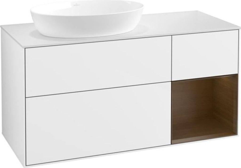 V&B Waschtischunterschrank Finion 120cm, Pl w m, Reg wal ven, glo wh. Lac