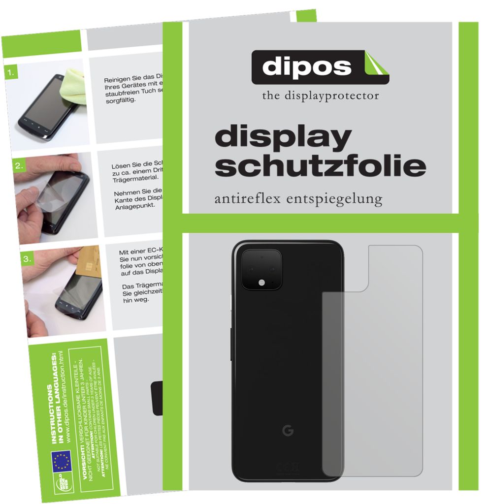 1x Schutzfolie für Google Pixel 4 XL Rückseite matt Displayschutzfolie Folie Display Schutz dipos