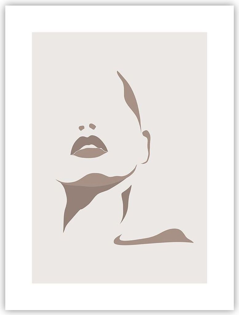 Poster - Poster ohne Rahmen - Boho Frau Mund - 30x40 cm - Wand Bild - Wanddeko - Wandbilder - Kunstposter - Wandposter - Bilder - Kunstdruck - Wand...